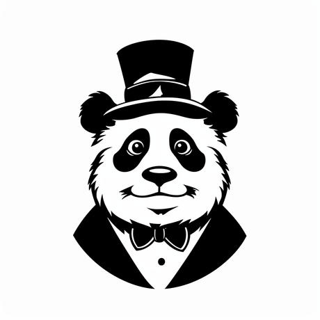 a panda wearing a top hat and bow tie