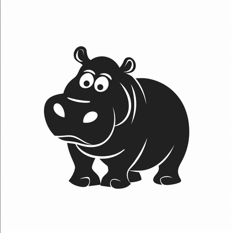 a black and white picture of a hippo