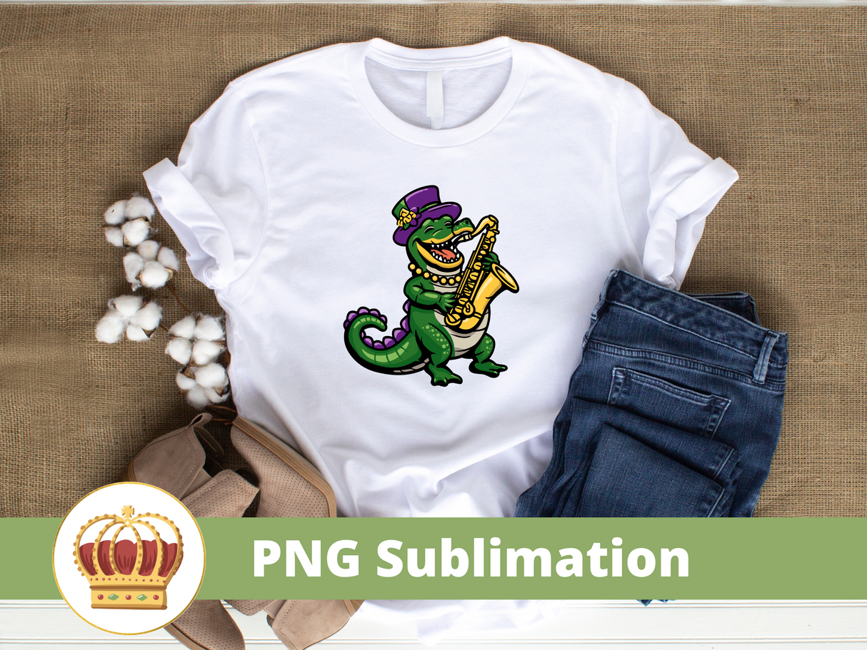 a t - shirt with a picture of a crocodile holding a banana