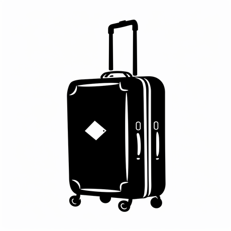 a black and white silhouette of a suitcase