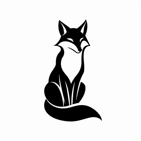 a black and white picture of a fox