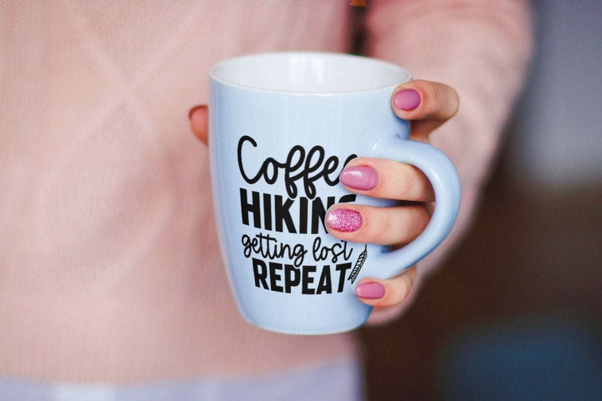 Coffee Hiking Getting Lost Repeat SVG Cut File