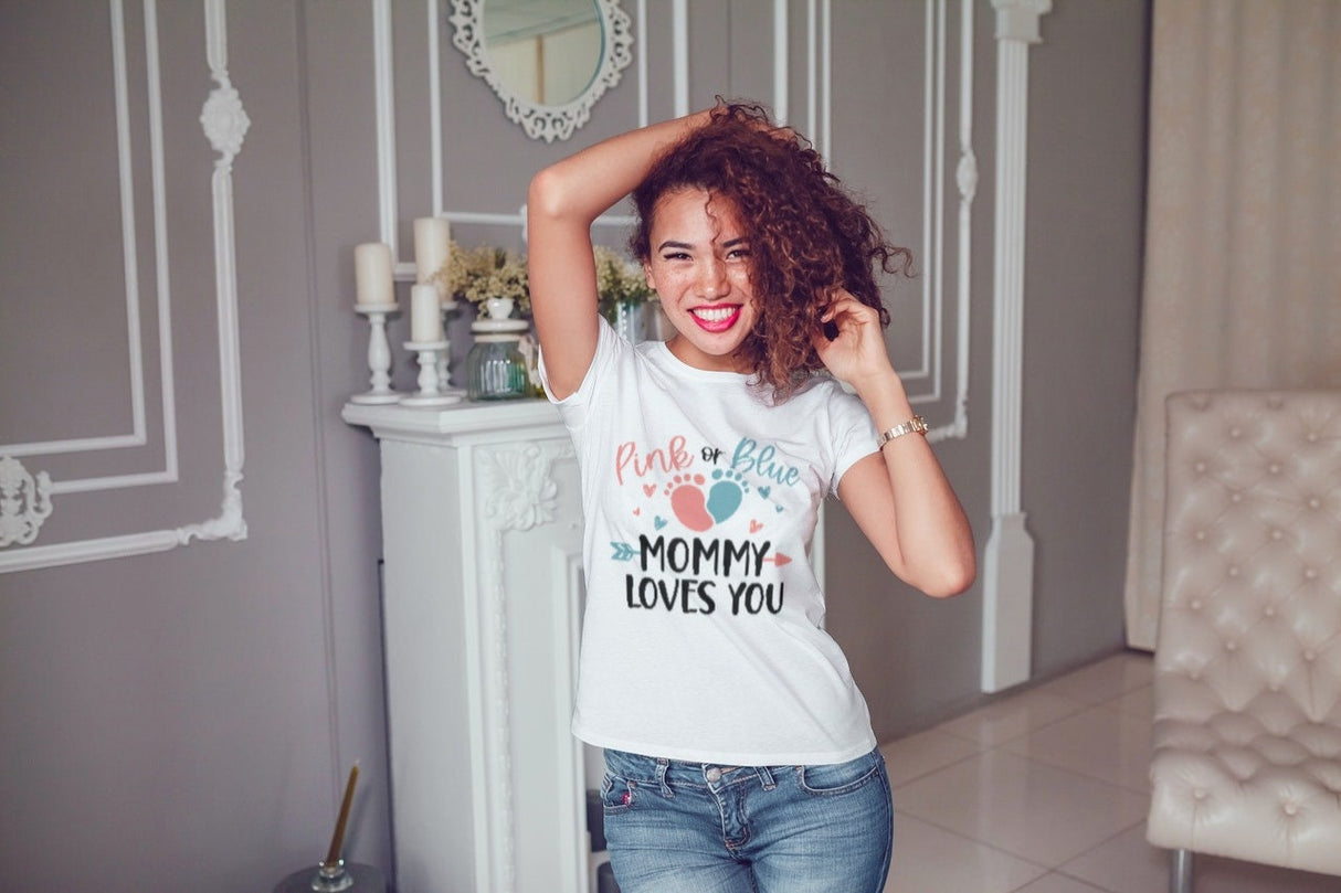 Pink or Blue Mommy Loves You SVG Cut File