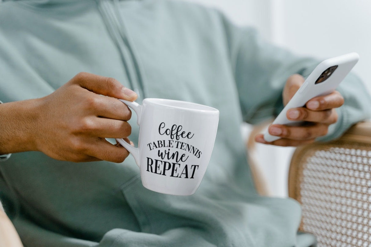 Coffee Table Tennis Wine Repeat SVG Cut File