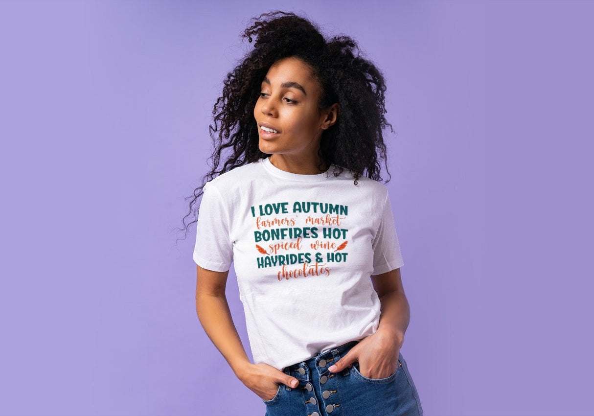 I love Autumn Farmers Market Bonfires Hot Spiced Wine Hayrides Hot chocolates SVG Cut File