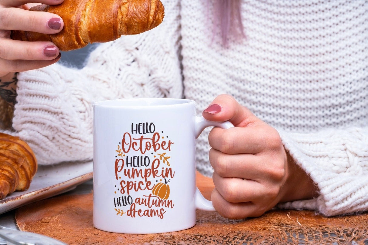 Hello October Hello Pumpkin Spice Hello Autumn Dreams SVG Cut File