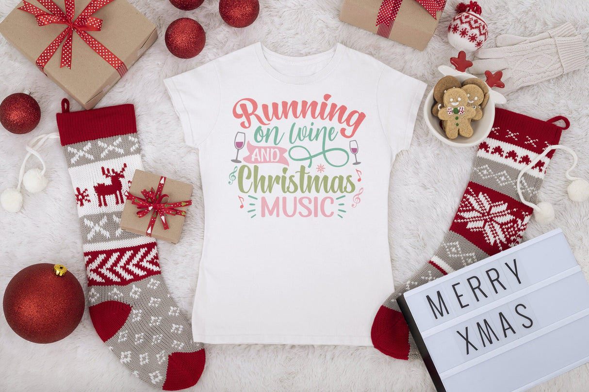 Running on wine & Christmas music SVG Cut File