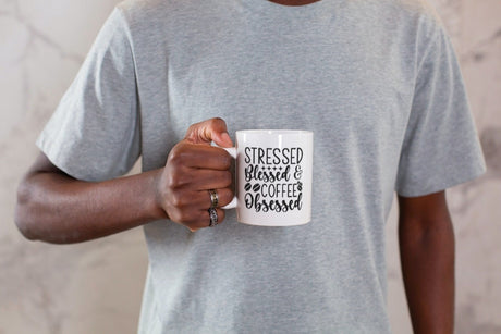 Stressed Blessed Coffee Obsessed SVG Cut File