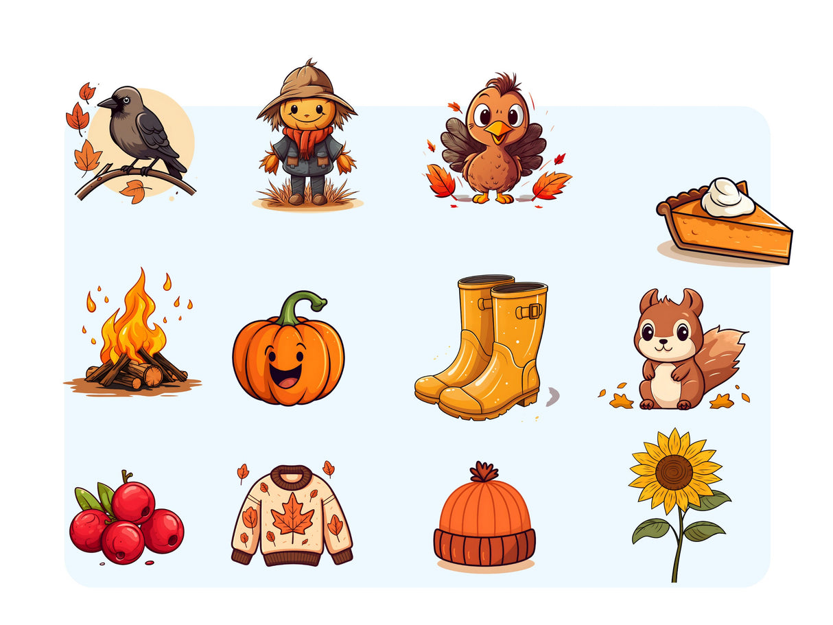 Fall Icons Clipart Set PNG