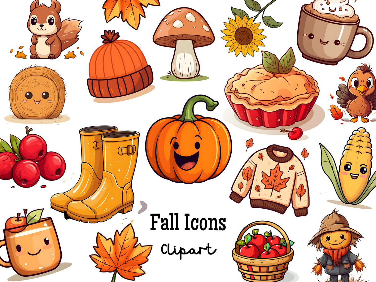 Fall Icons Clipart Set PNG
