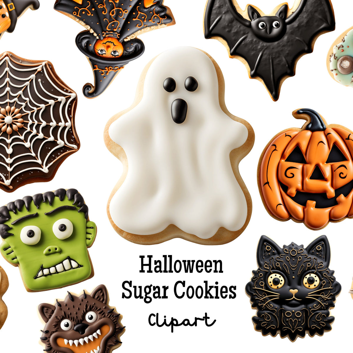 Halloween Sugar Cookies Clipart Set PNG – Kingdom Art Digitals