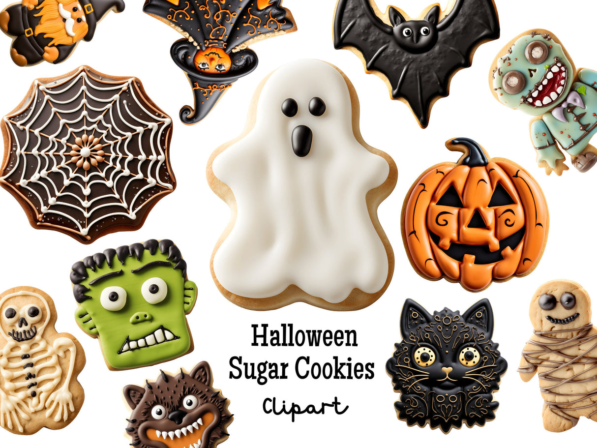 Halloween Sugar Cookies Clipart Set PNG
