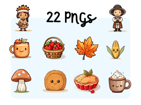 Fall Icons Clipart Set PNG