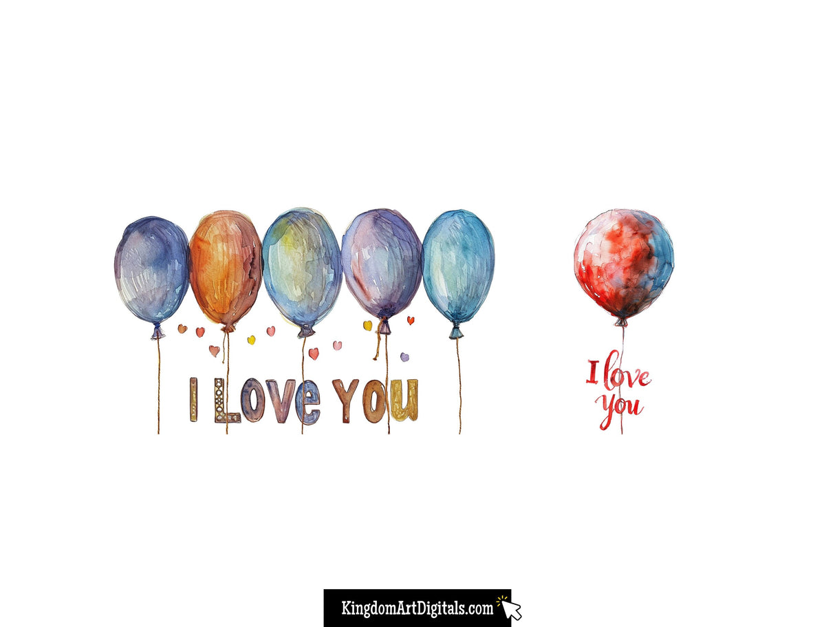 Watercolor Valentine's Day Clipart Set