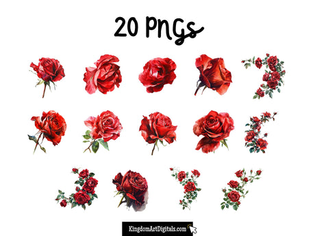 Red Roses Clipart Set