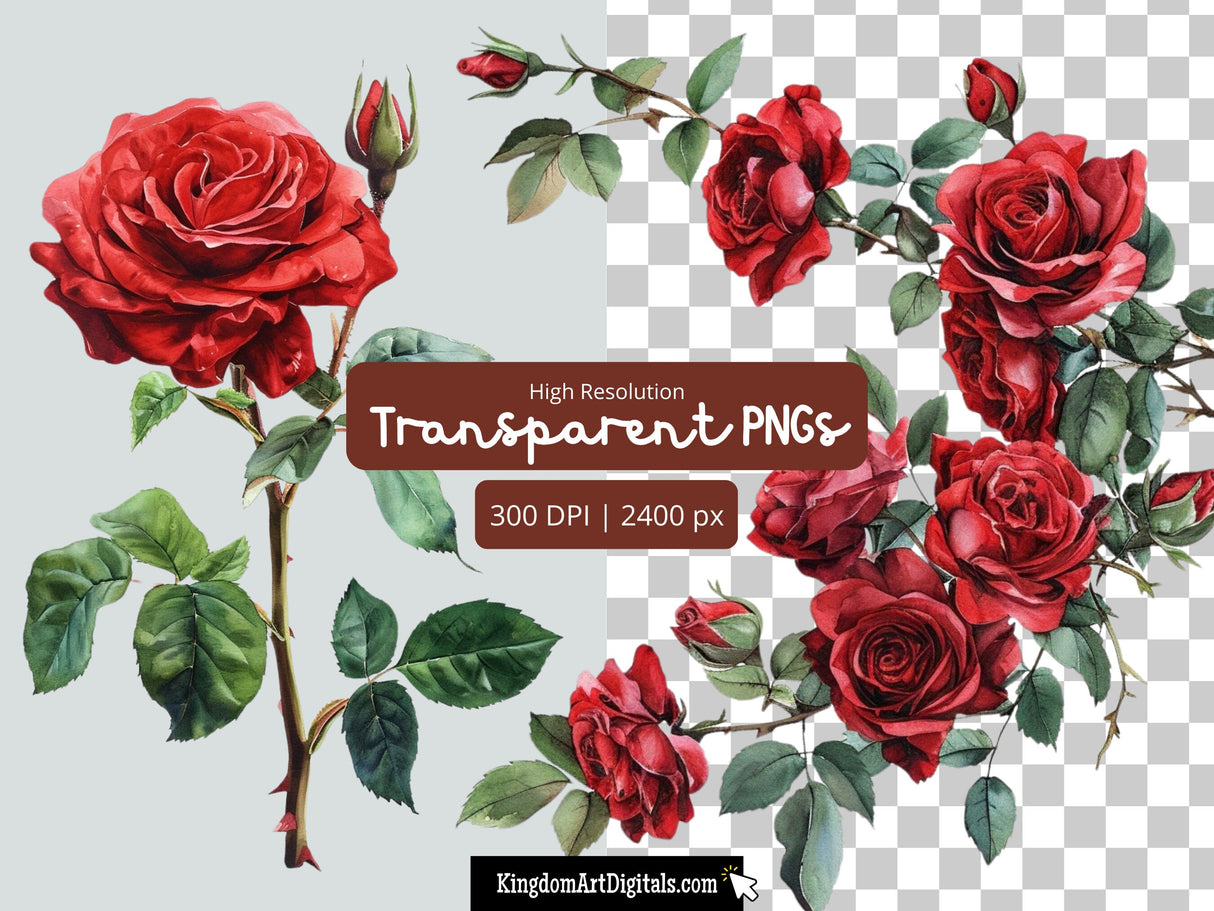 Red Roses Clipart Set