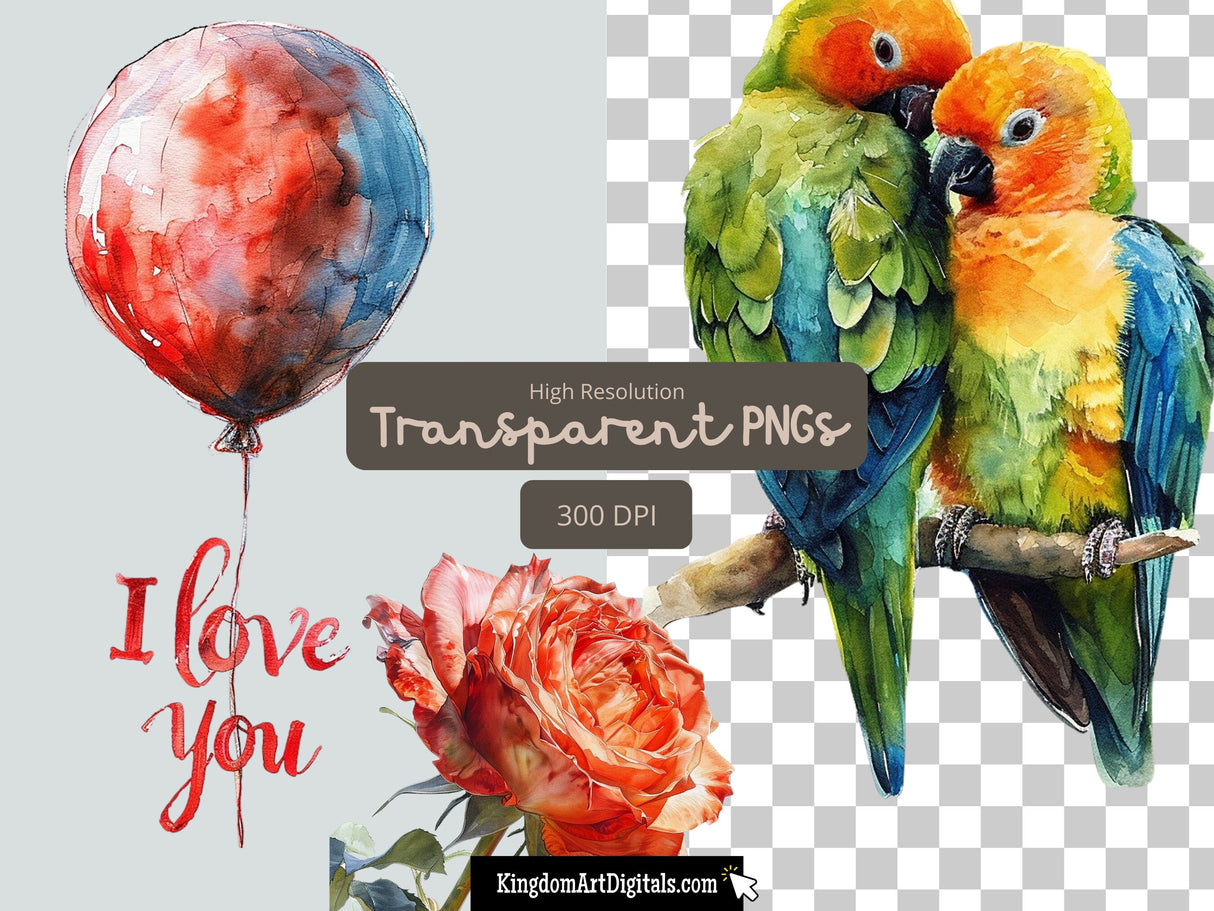 Watercolor Valentine's Day Clipart Set