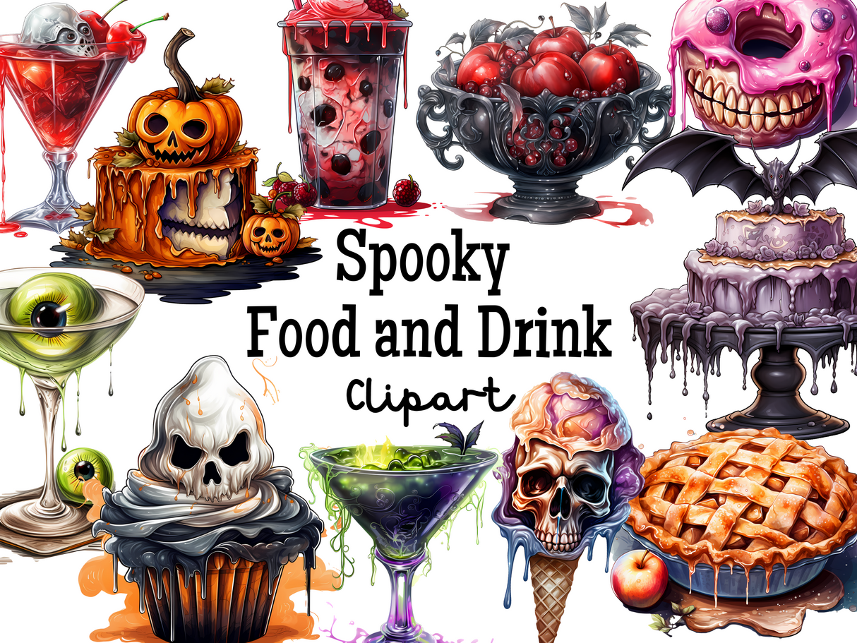 Spooky Food and Drink Clipart Set