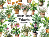 watercolor house plants clipart