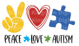 Peace Love Autism SVG Cut File