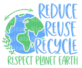 Reduce Reuse Recycle Respect Planet Earth SVG Cut File