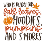Who is ready for fall leaves hoodies, pumpkins, and s'mores SVG Cut File