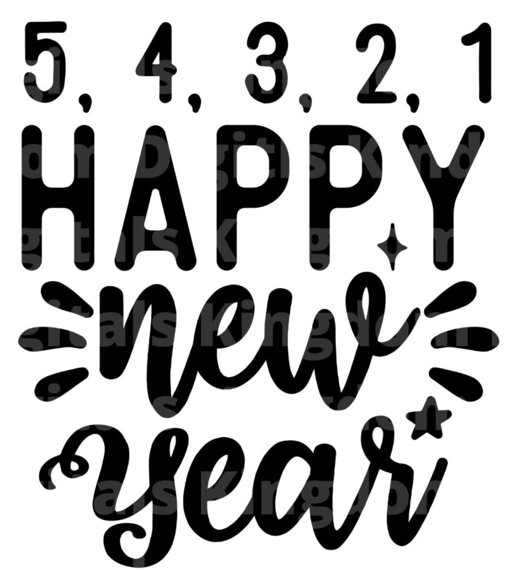 5 4 3 2 1 Happy New Year SVG Cut File