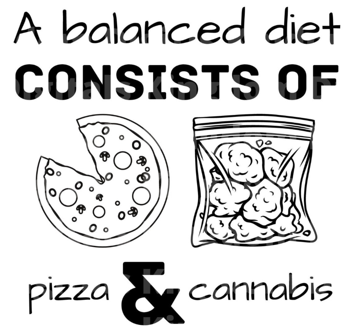 A Balanced Diet of Pizza & Cannabis SVG Cut File