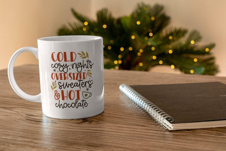 Cold cozy nights oversized sweaters & hot chocolate SVG Cut File