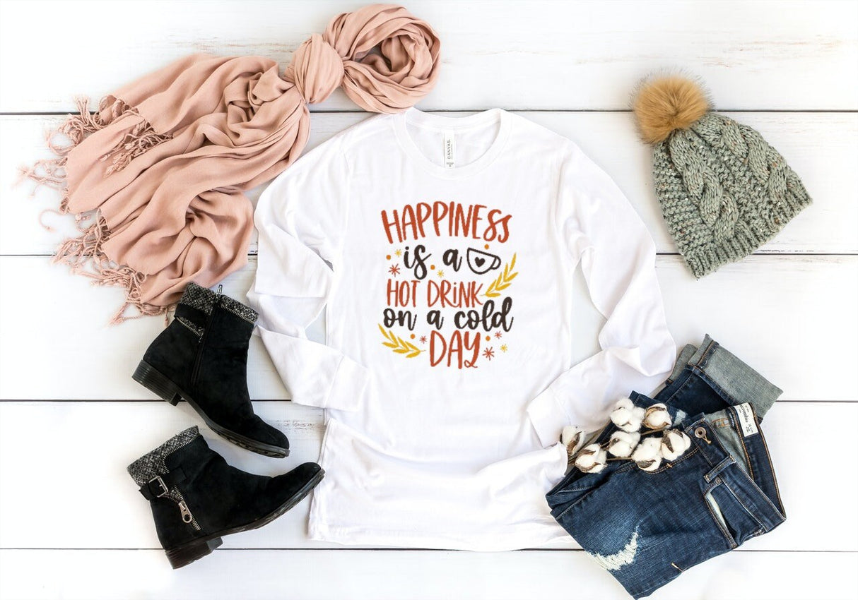 Happiness is a hot drink on a cold day SVG Cut File